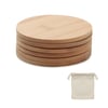 Round Bamboo Coaster Set in Cotton Bag