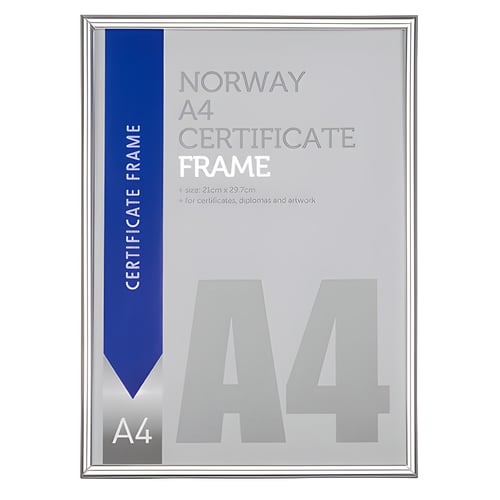 מסגרת A4 לתעודה | דיפלומה - כסף / כסוף