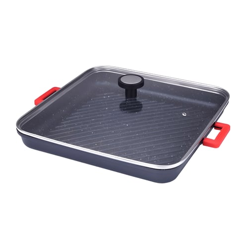 פלנצ’ה מרובעת עם מכסה NON STICK 34x34 ס״מ אלומיניום תוצרת SOLTAM