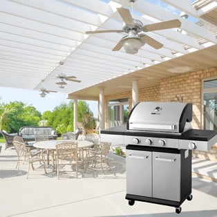 גריל גז מקצועי עם 3 מבערים וכירת צד מדגם אוהיו מבית CAMPTOWN