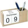 Natural Wood Calendar Stand with Pen Holder
