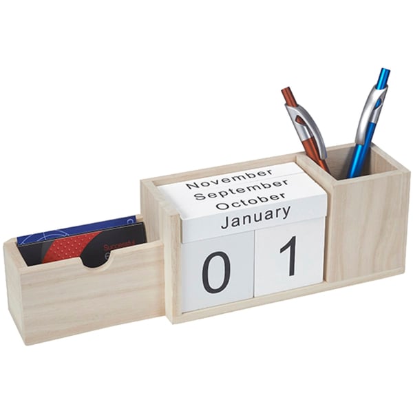 מארגן שולחן מעץ עם לוח שנה - שדרוג למשרד שלך