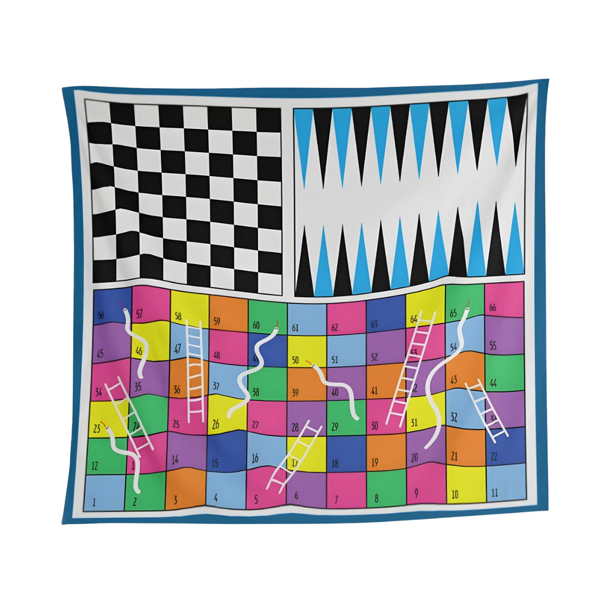 לונג איכותי לפיקניק וים עם הדפסי משחקים בגודל 1.4x1.4 מ'