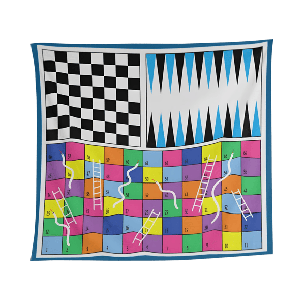 לונג איכותי לפיקניק וים עם הדפסי משחקים בגודל 1.4x1.4 מ'