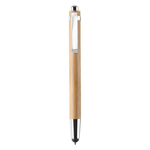 BYRON Bamboo Ballpoint Pen with Stylus and Chrome Finish