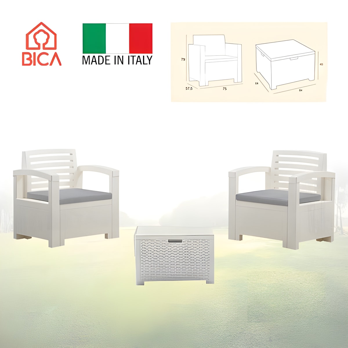 כיסאות גינה איטלקיים מעוצבים בצבע לבן