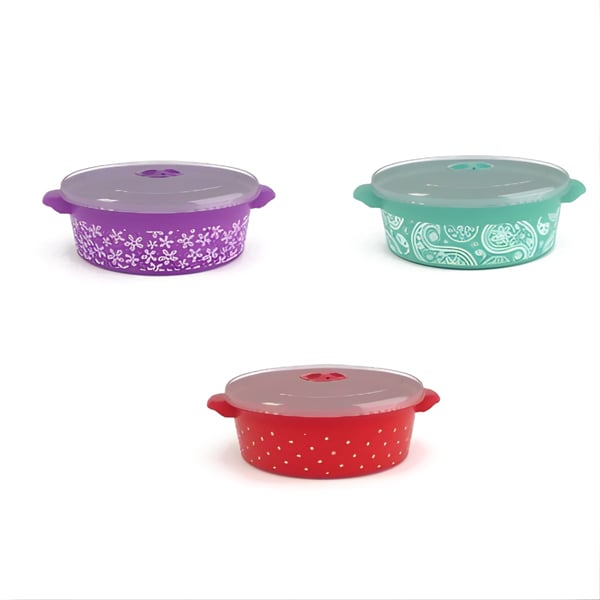 Decorative 2L Microwave-Safe Plastic Cooking Container