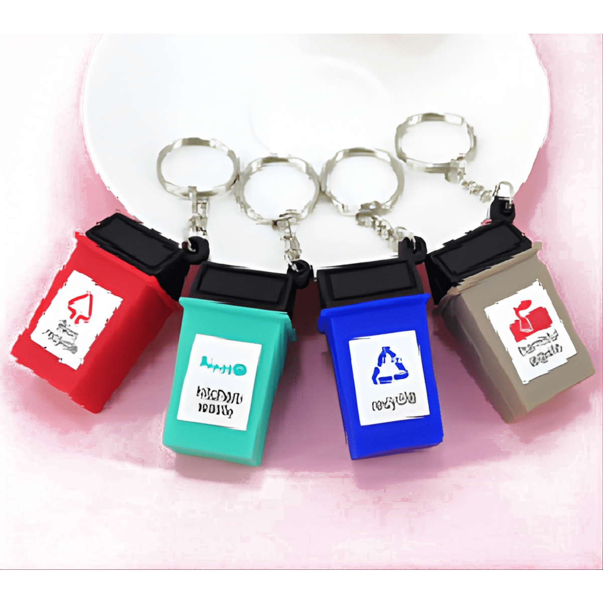 מחזיק מפתחות מיכל מחזור מעוצב עם אפשרות למיתוג