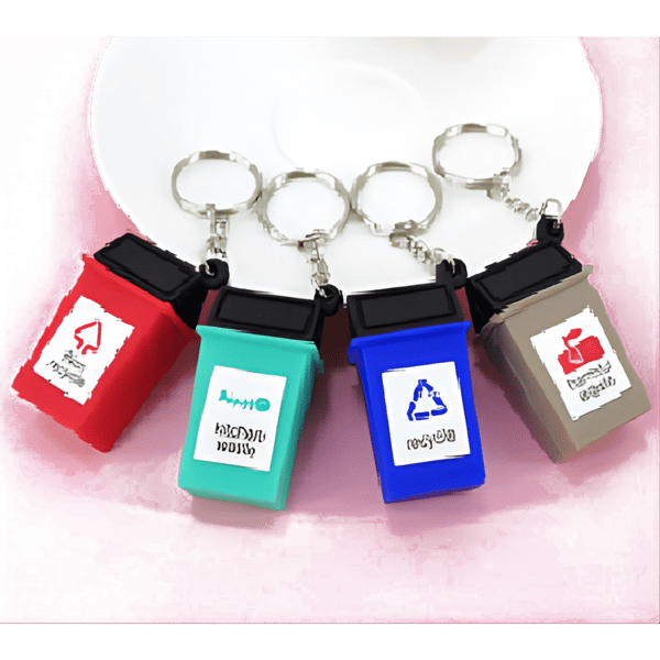 Stylish Recycling Bin Keychain with Branding Option