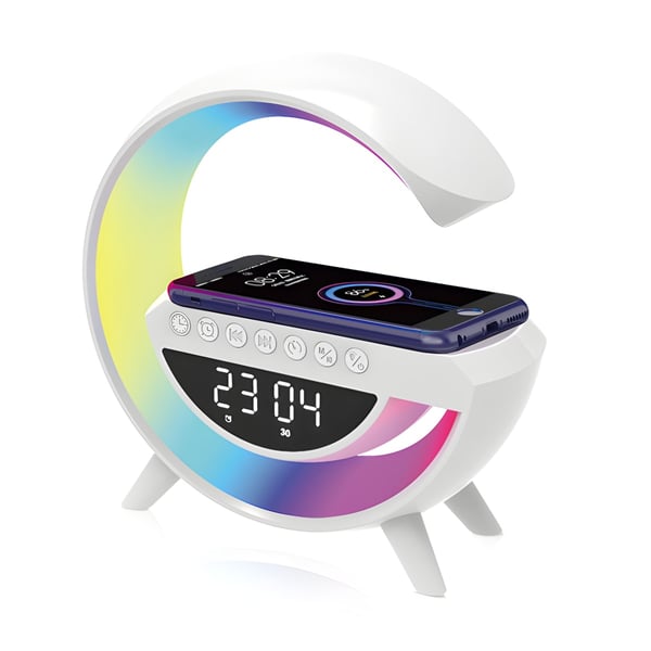 רמקול Bluetooth יוקרתי עם עמדת טעינה דיגיטלית ותאורה