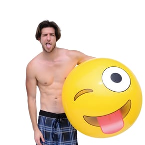 כדור ענק מתנפח בעיצוב אימוג'י לים ולבריכה