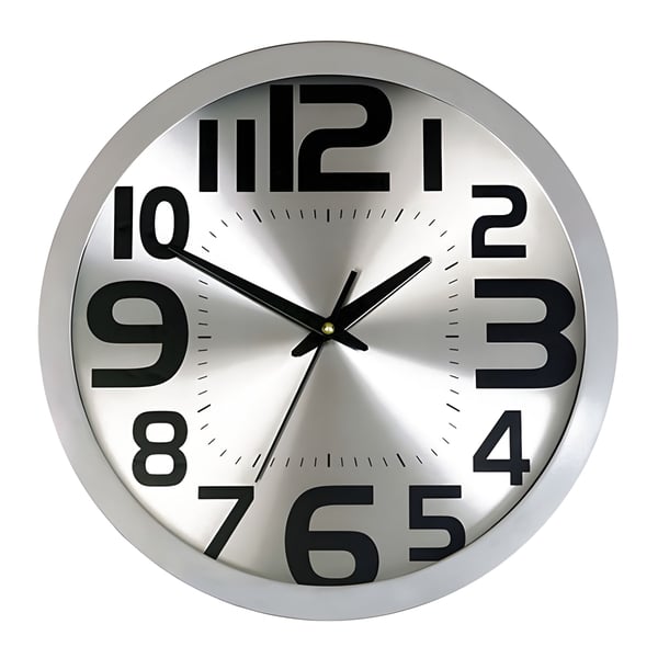 Glass Wall Clock with Aluminum Frame - 36 cm
