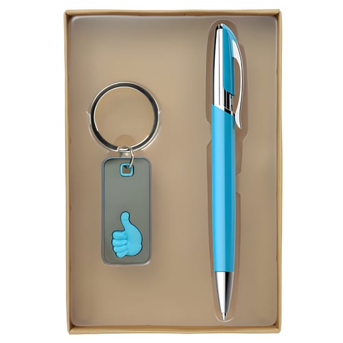 סט עט ומחזיק מפתחות מתכת מעוצב