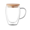Double-Wall Borosilicate Glass Mug with Bamboo Handle