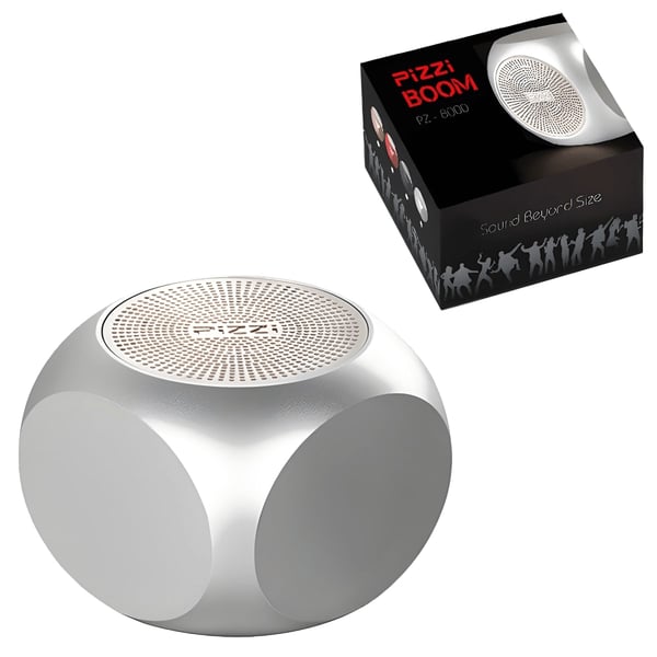 רמקול Bluetooth PiZZi Boom עוצמתי 5W בצבע כסף