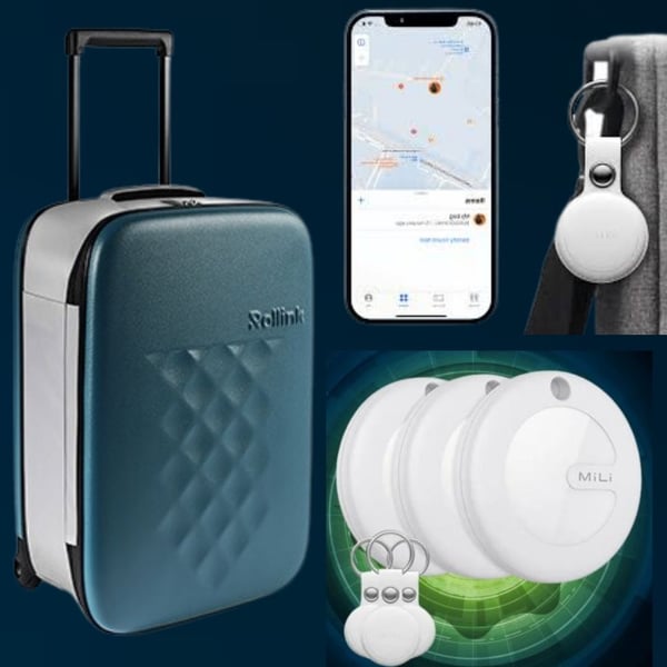 Travel Set with Foldable Suitcase and Apple-Approved MiTag Sensors