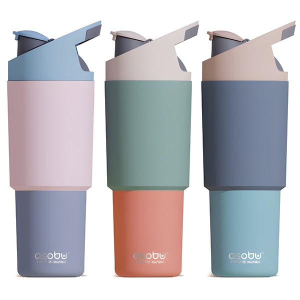 ספל תרמי נירוסטה ענק עם קש סיליקון 960 מ"ל - ASOBU COSMIC