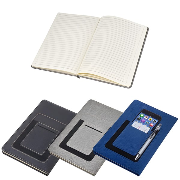 מחברת מנהלים A5 עם תא לסלולאר, כרטיסי ביקור ועט