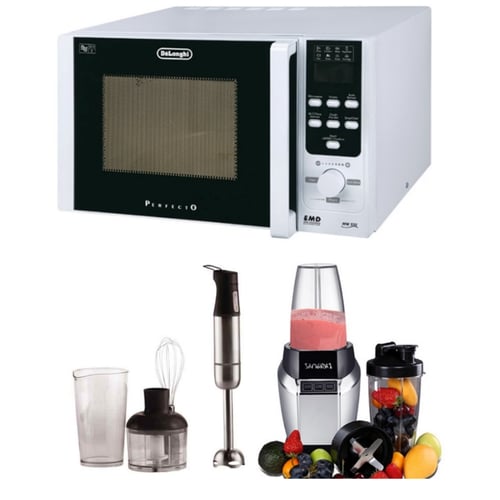 סט מטבח מושלם: בלנדר CRB-60 ומיקרוגל MW-534 של DELONGHI