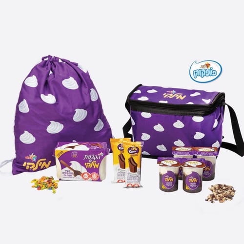 מארז פיקניק זוגי ממותג עם תיק שרוך וצידנית