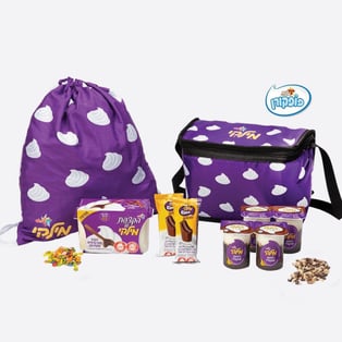 מארז פיקניק זוגי ממותג עם תיק שרוך וצידנית