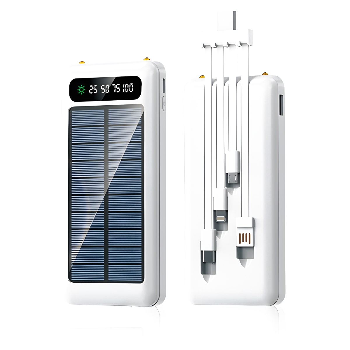 מטען סולרי נייד 10,000 mAh עם כבלים מובנים