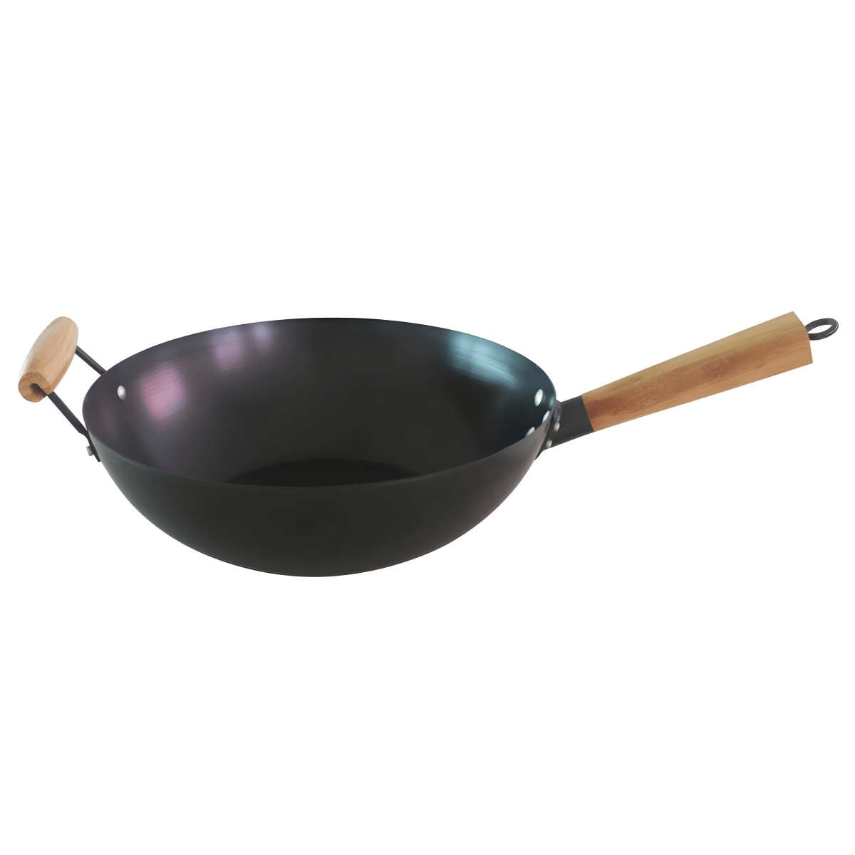 ווק קרבון מקצועי 34 ס"מ עם ידיות עץ מבית SOLTAM