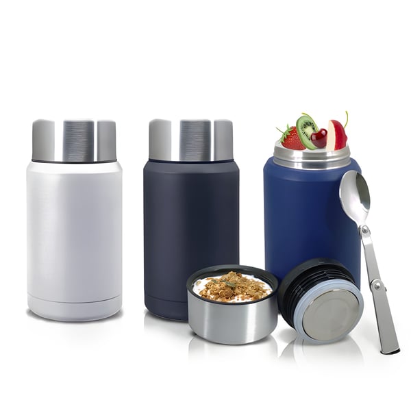 Stainless Steel Thermal Food Container with Folding Spoon