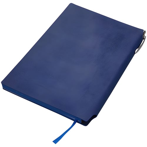 מחברת עסקים A5 מקום לעט בכריכה פתיחה עברית / אנגלית - כחול