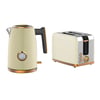 Luxury Kitchen Set: Electric Kettle & Toaster in Cream Gold Finish