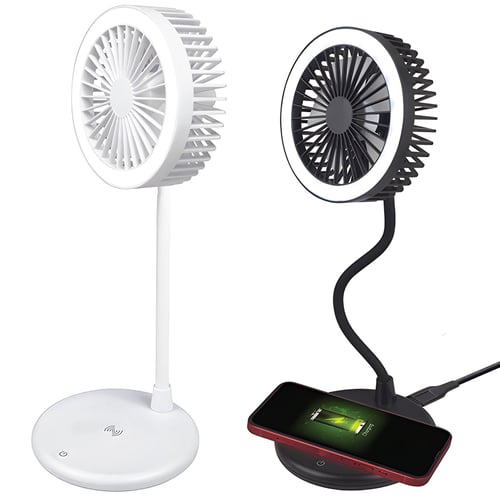 מטען אלחוטי מהיר 10W עם מאוורר שולחני ומנורת לד