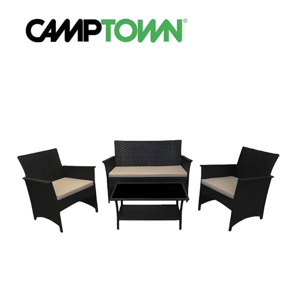Black and Cream Rattan Garden Seating Set