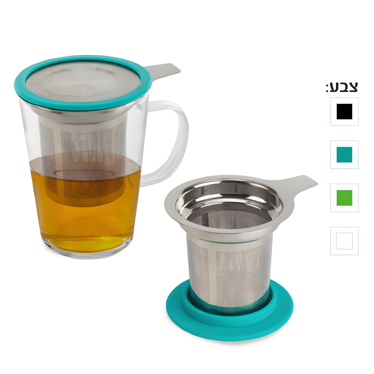 כוס זכוכית בורוסיליקט עם מסננת חליטה נירוסטה – קמרון