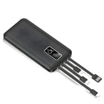 מרקורי מטען נייד עם כבלים מוטמעים 10,000 mAh