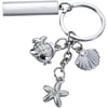 Metal Keychain with Gemstones in Shell and Starfish Design, Branding Plate Included