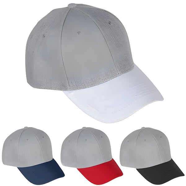 Grey Cotton Brushed Cap with 6 Panels