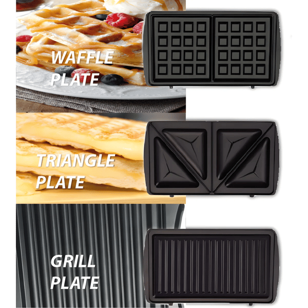 BENATON Stainless Steel Electric Toaster with Interchangeable Plates
