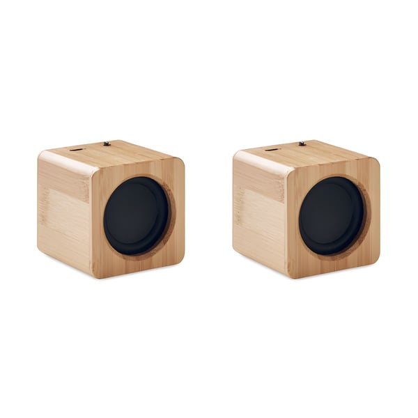 Elegant Bamboo Wireless Speaker Set