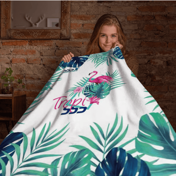 full color print coral fleece blanket