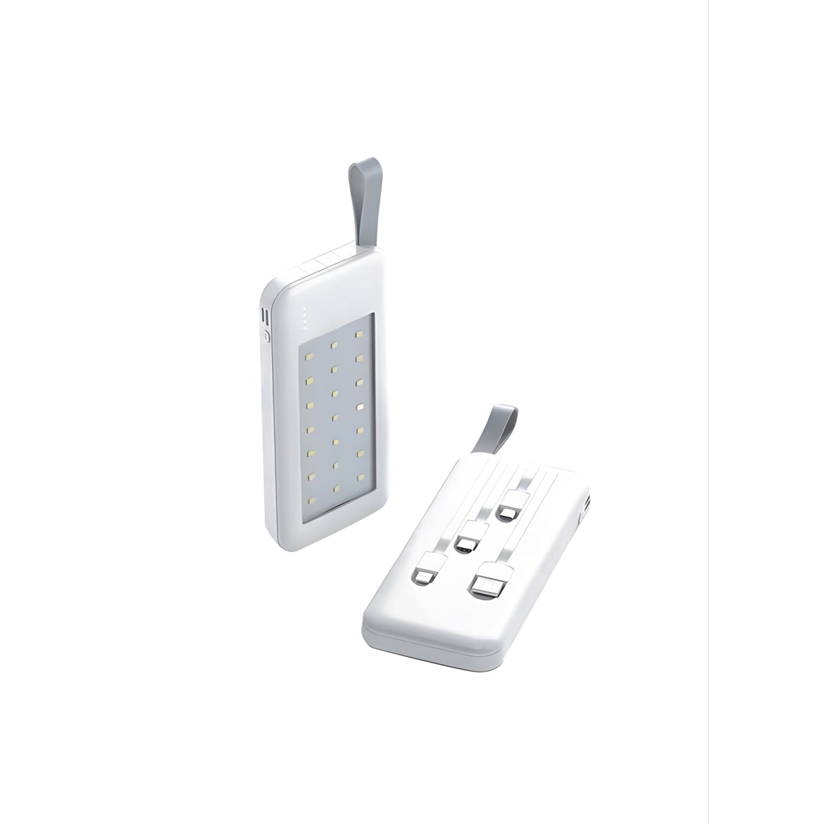 פאוור בנק 12000mAh עם תאורת חירום לד וכבלים מובנים