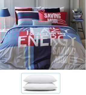 מארז מפנק: 2 סטים מצעים למיטה וחצי עם כריות כותנה