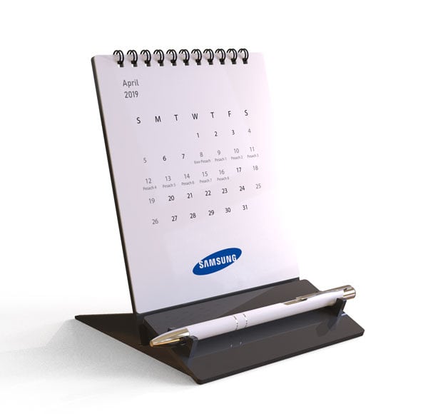 Clear Desktop Calendar with Silver Pen