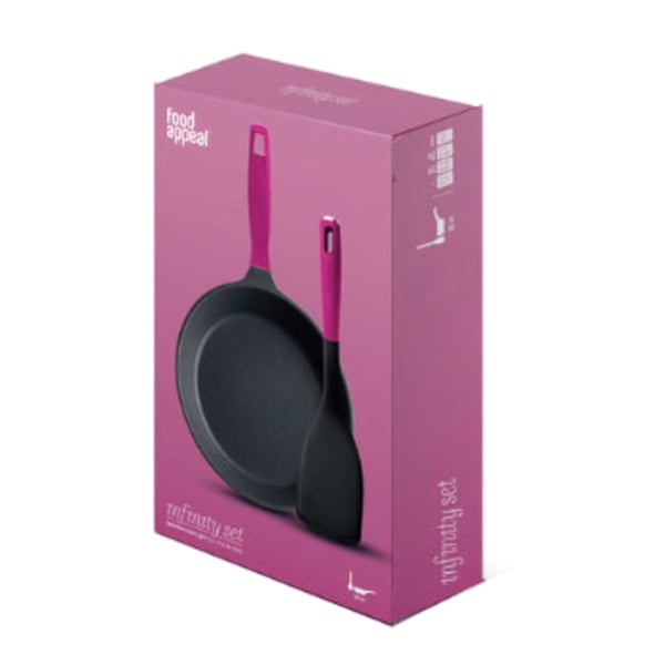סיר טיגון INFINITY 28 סמ עם מרית בידית ורודה - מתנה מושלמת
