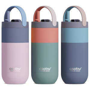 בקבוק תרמי נירוסטה 900 מ"ל עם קש סיליקון מבית ASOBU