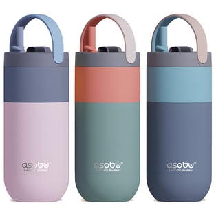 בקבוק תרמי נירוסטה 900 מ"ל עם קש סיליקון מבית ASOBU