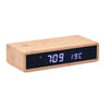 Bamboo Wireless Charger with LED Alarm Clock and Thermometer