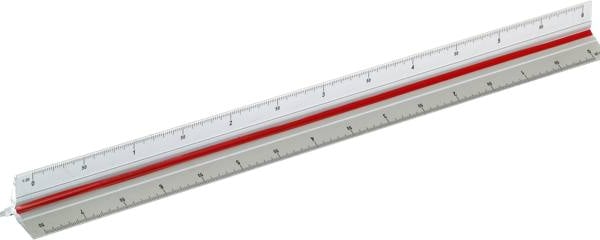 סרגל אדריכלים ממתכת 30 ס"מ עם קני מידה מגוונים