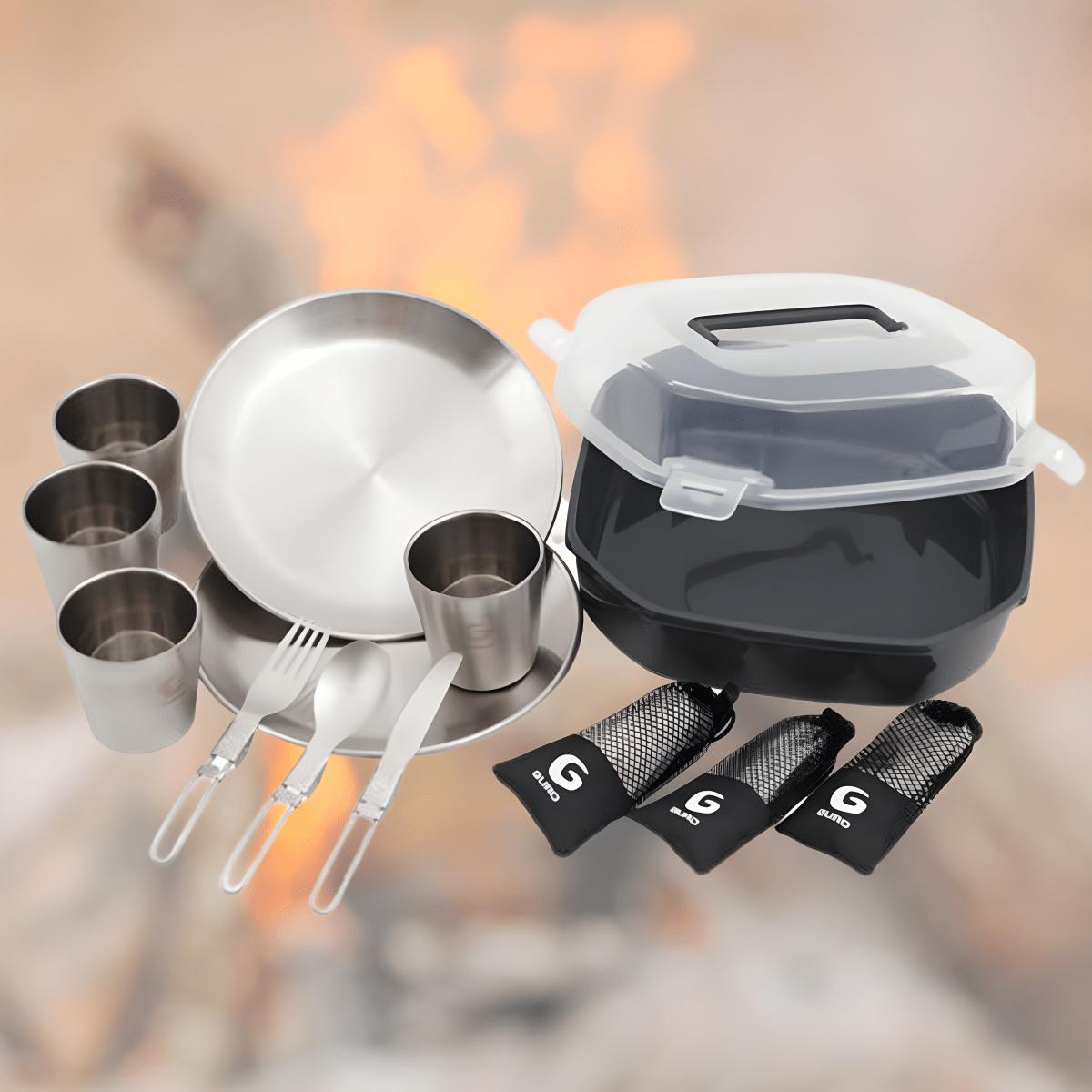 סט כלי נירוסטה לפיקניק - ערכה לחוויית שטח מושלמת