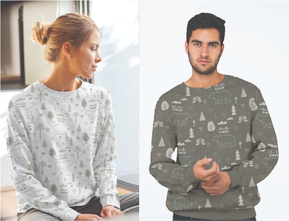 Nano Fiber Long Sleeve Shirt with Colorful Allover Branding