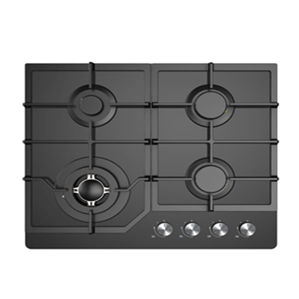 SAUTER Gas Cooktop with 4 Cast Burners in Black Glass Design